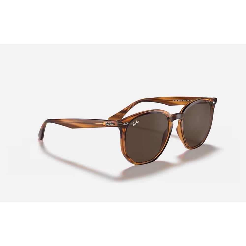 NEW Ray-Ban RB4306 Sunglasses Striped Red Havana Dark Brown Lens High Bridge